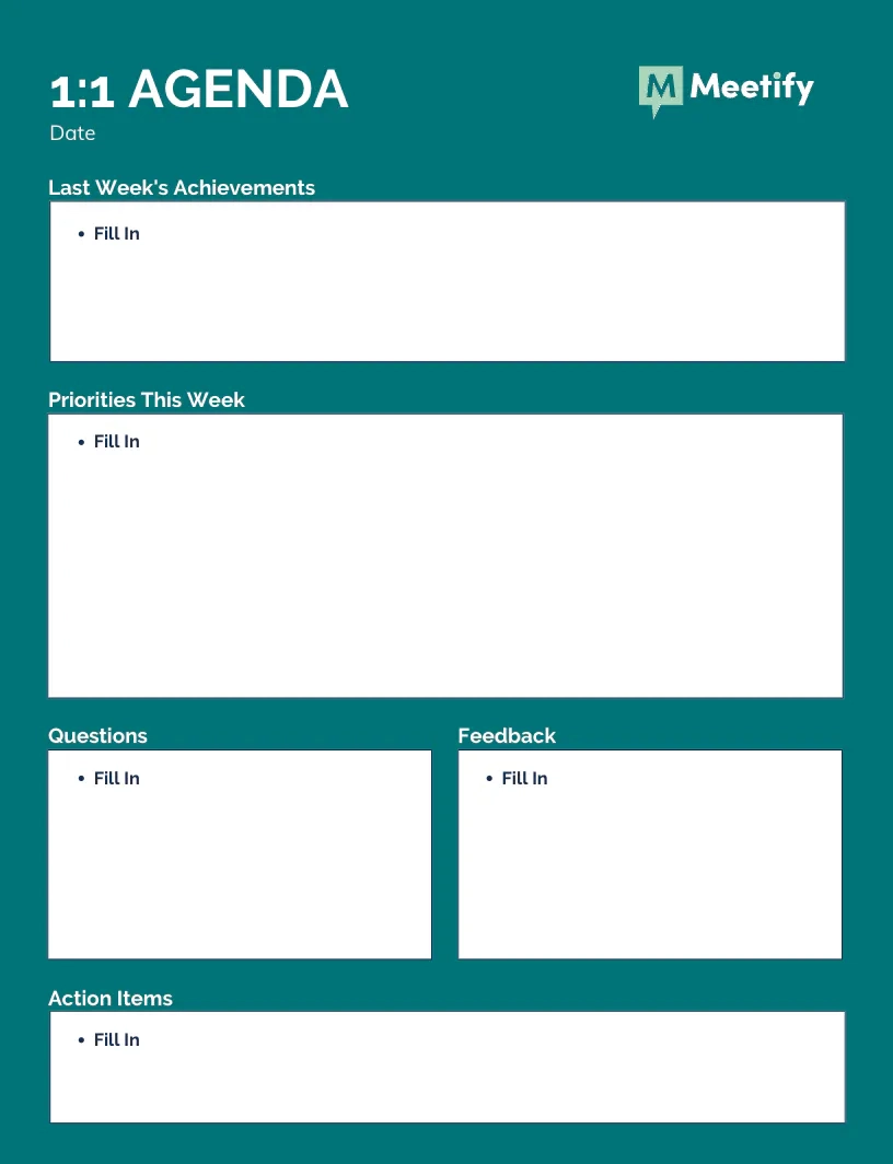 1 1 Meeting Agenda Templates