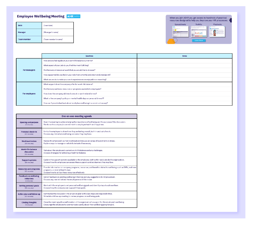 Printable 1 On 1 Meeting Template