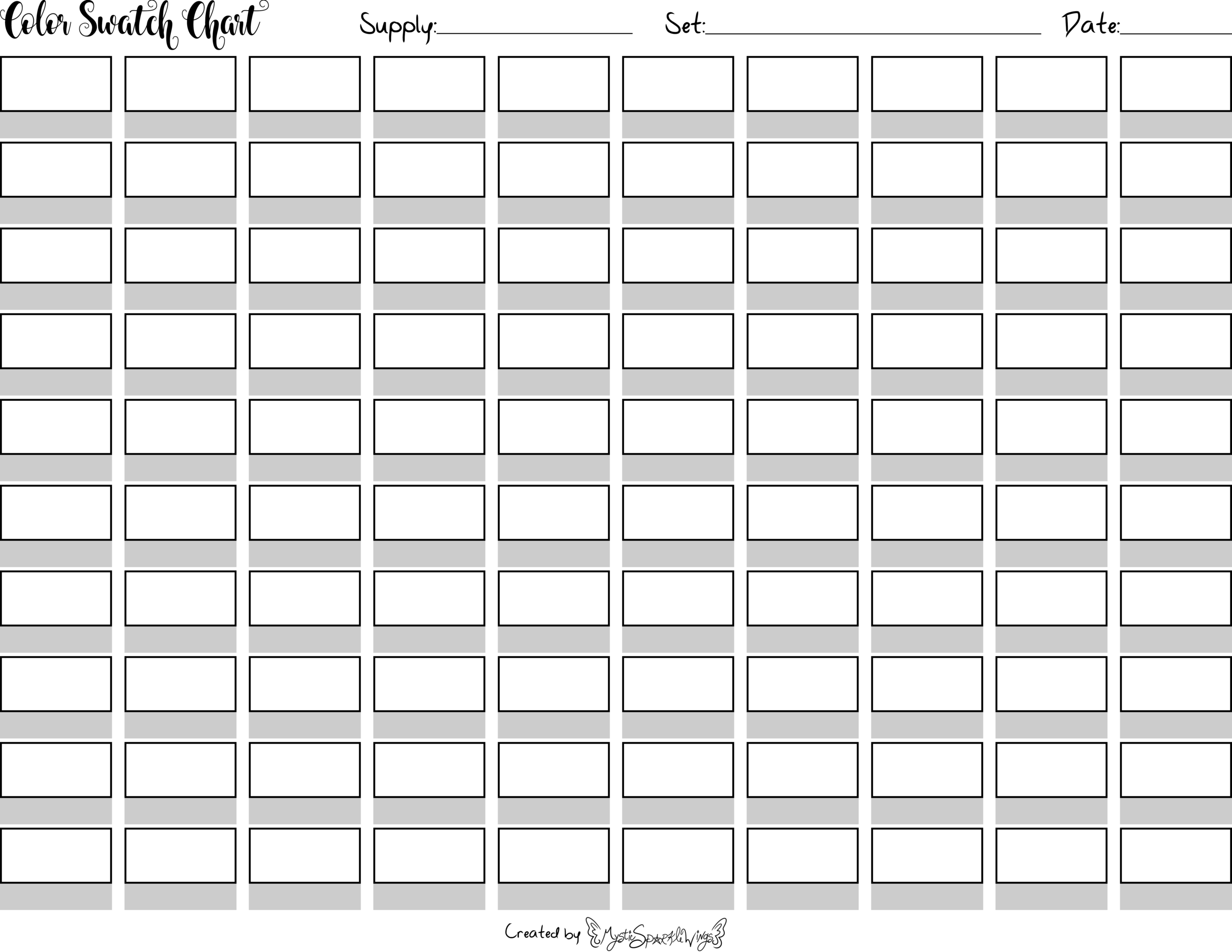 100 Color Swatch Chart No Number Boxes By MysticSparkleWings On 