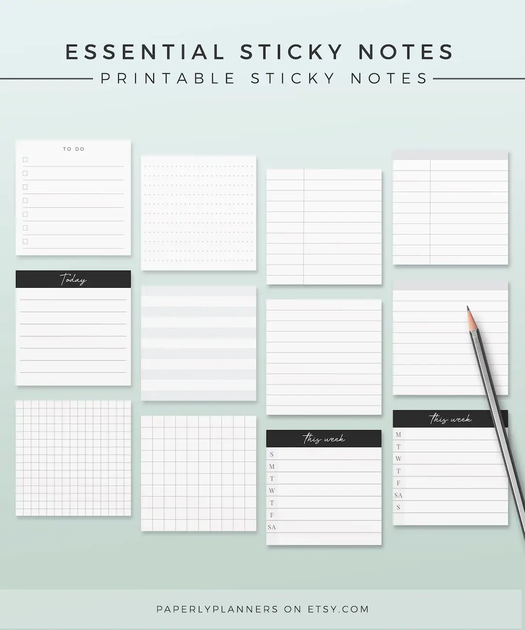 12 Essential Sticky Notes Printable Sticky Notes Template 3X3