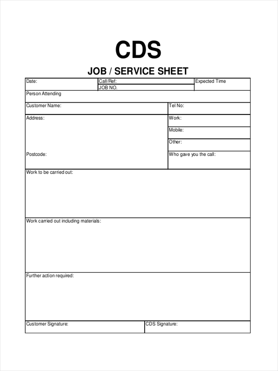 13 Job Sheet Examples
