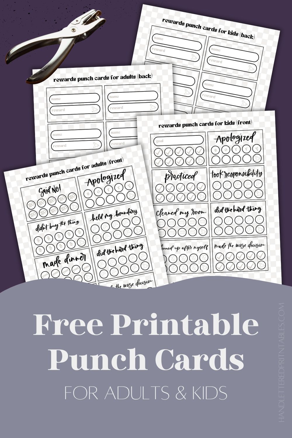 Editable Free Printable Punch Card Template