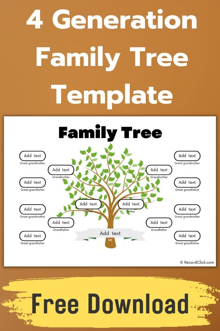 4 Generation Family Tree Template