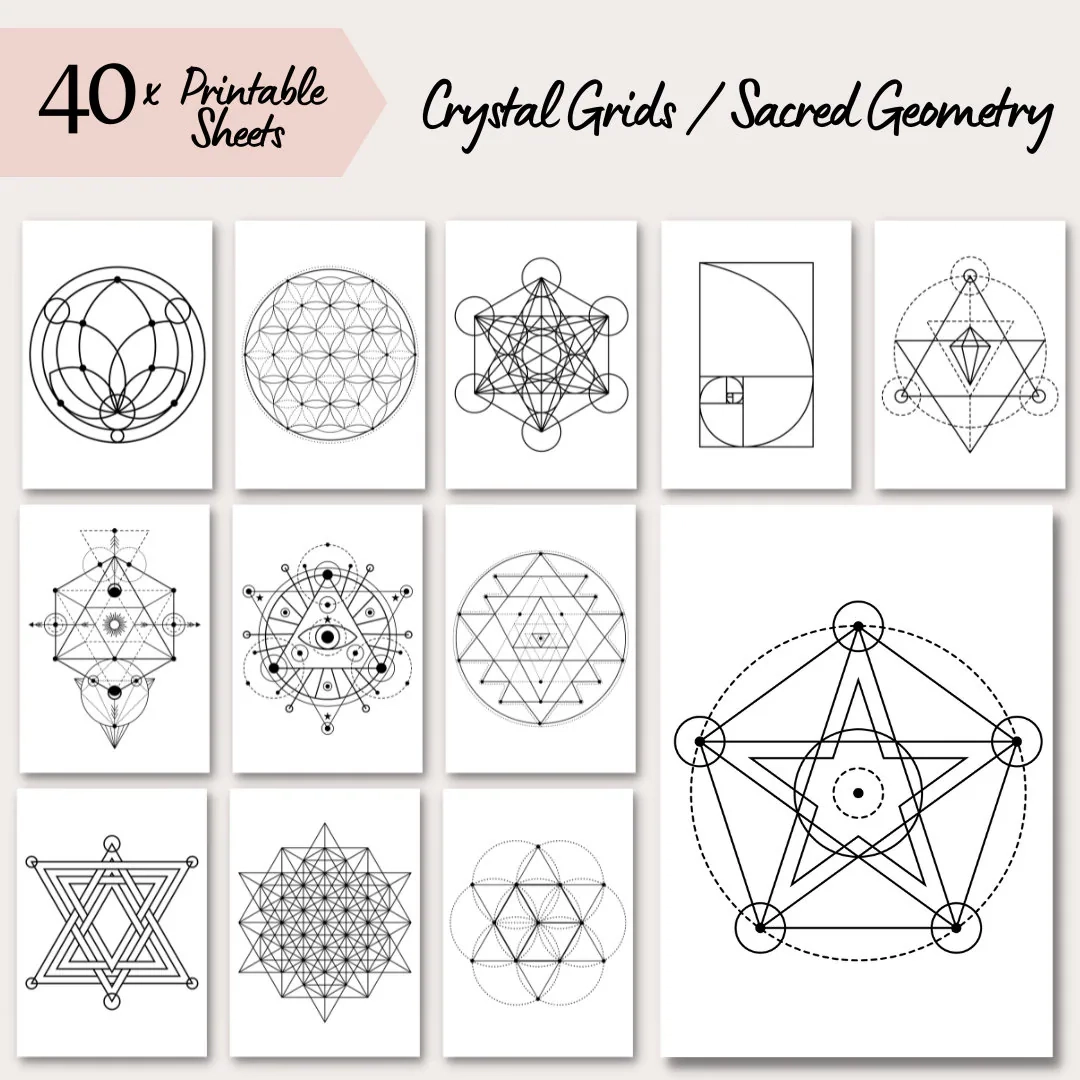 40 Printable Crystal Grids Black And Plain White Background 40 Printable Crystal Grids Black And Plain White Background