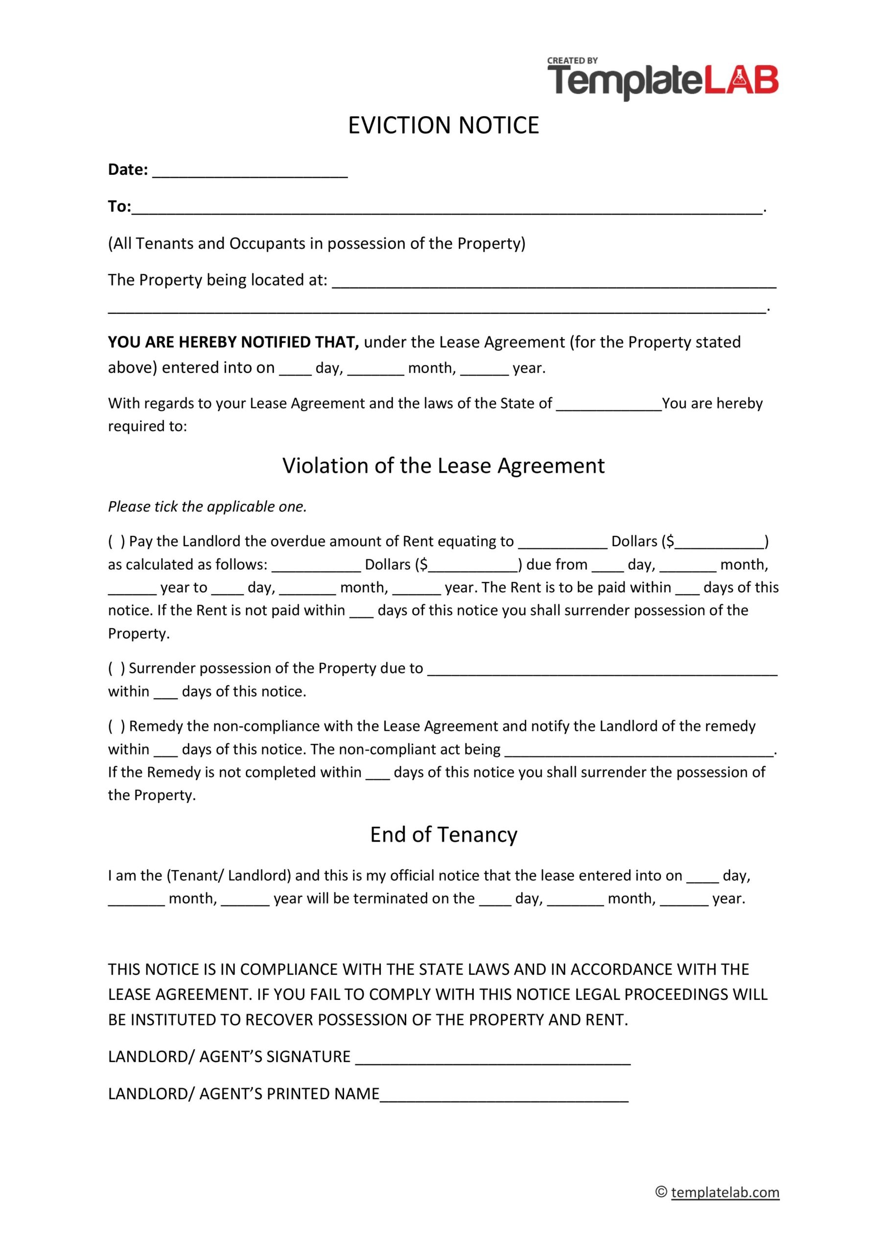 45 Free Eviction Notice Templates Word amp PDF TemplateLab