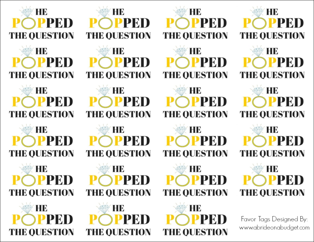 A Bride On A Budget He Popped The Question Engagement Party Favors