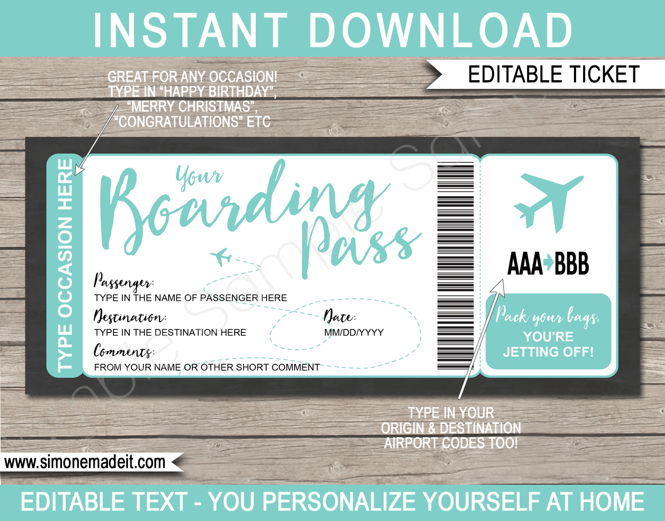Editable Free Printable Boarding Pass Template