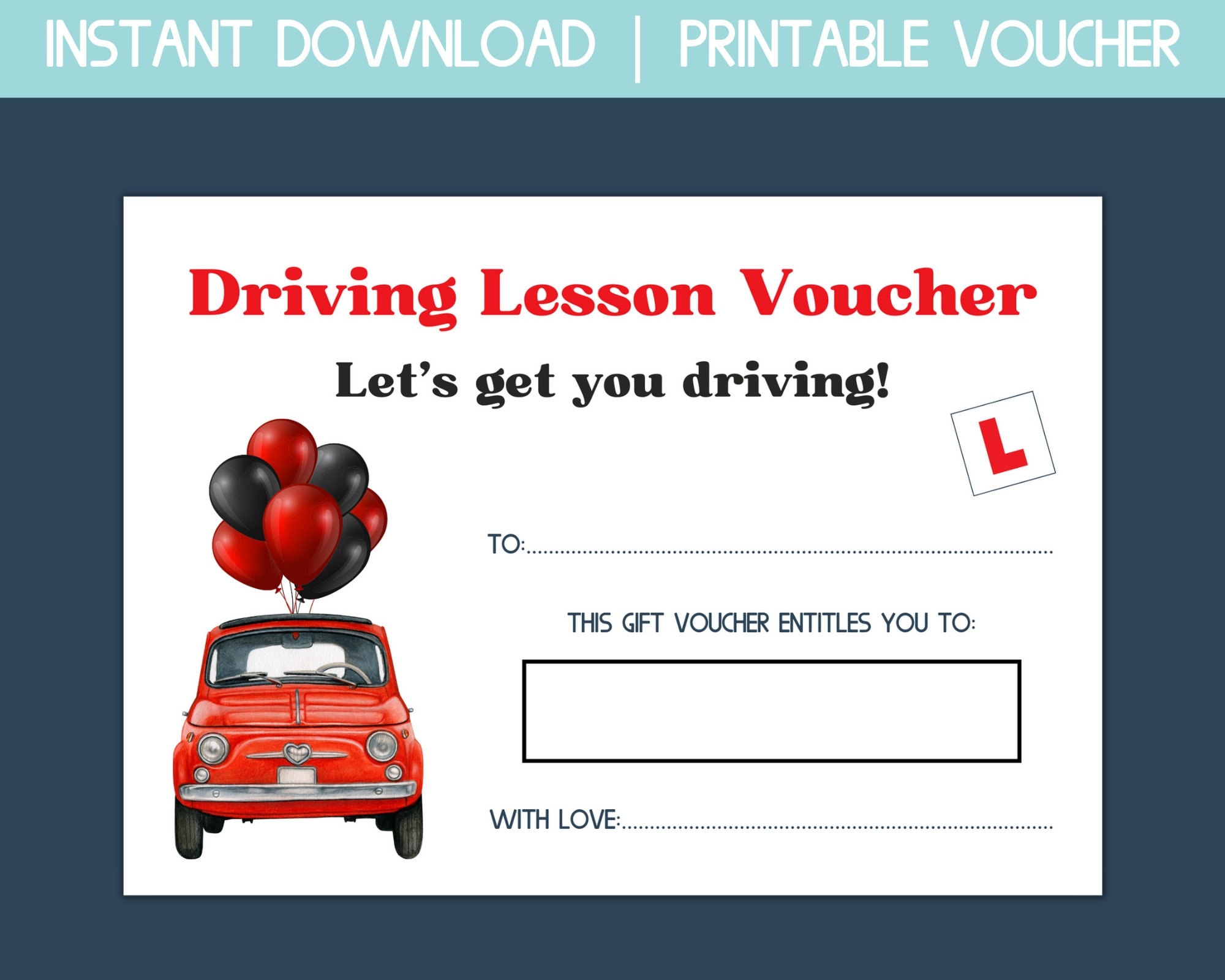 Free Printable Driving Lesson Voucher Template