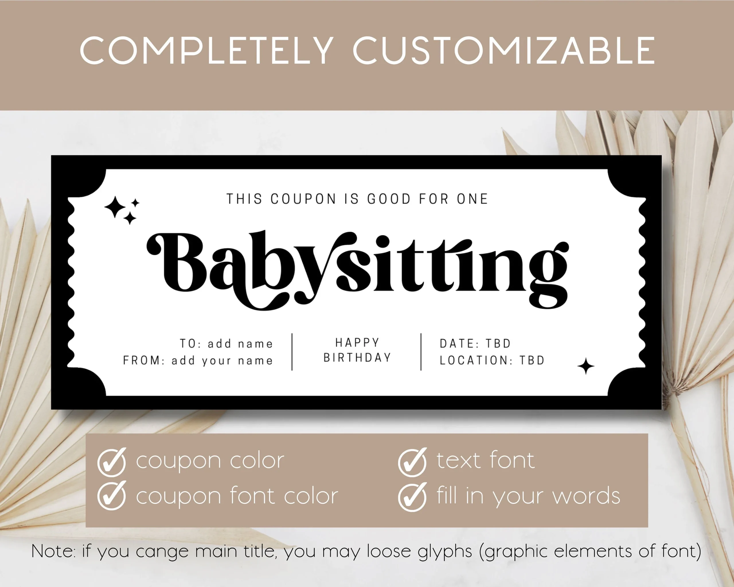 Babysitting Coupon Gift New Mom Babysitting Voucher Editable