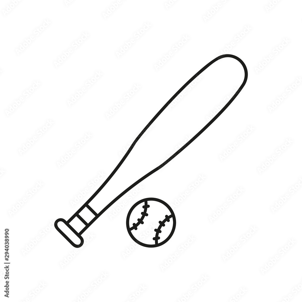 Baseball Bat And Ball High Quality Black Outline Pictogram For 
