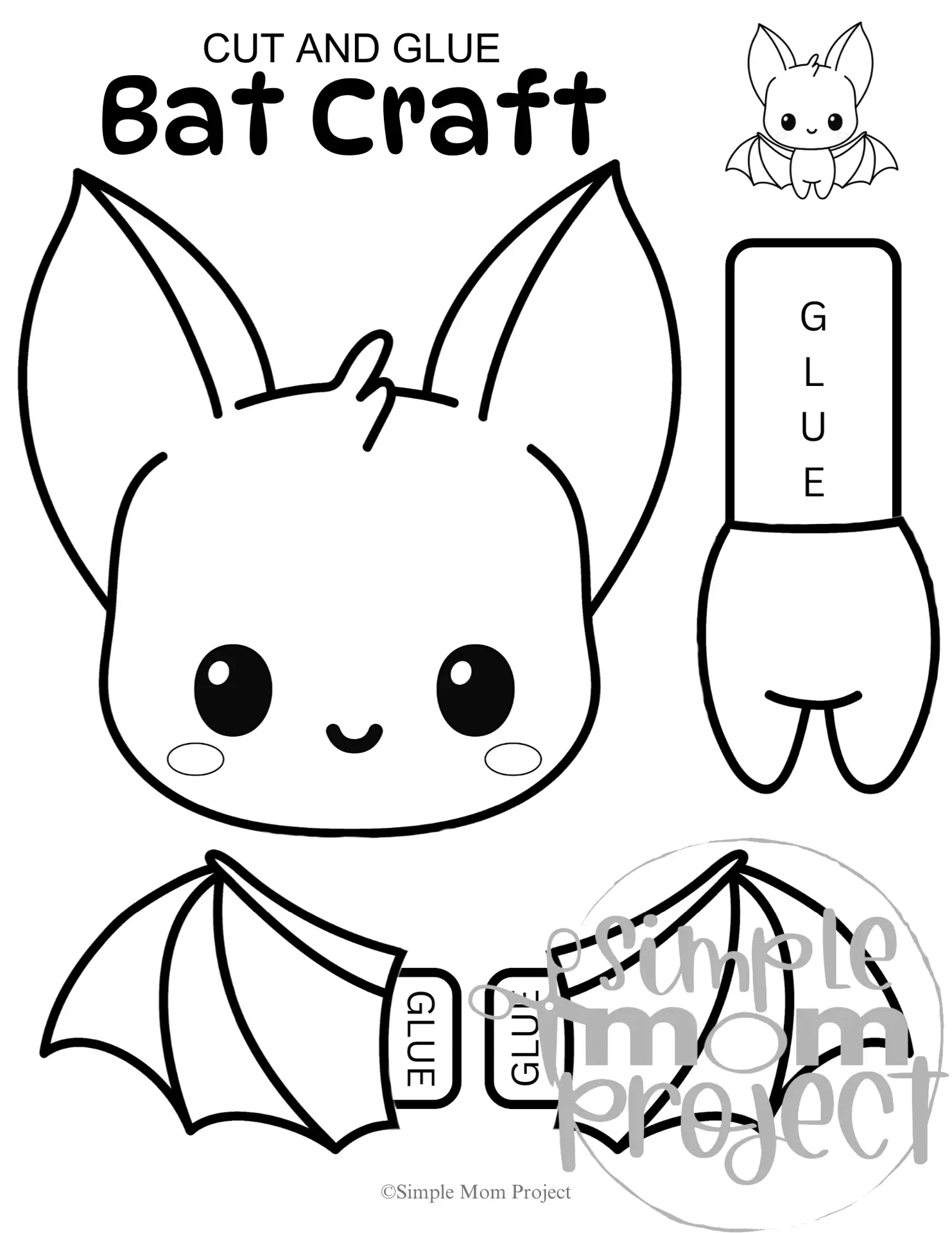 Bat Craft Templates Printable Cut amp Paste Activities amp Coloring 