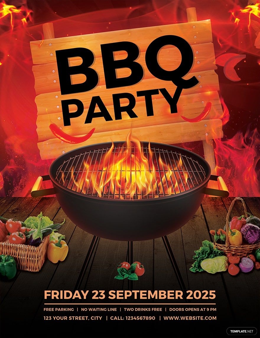 BBQ Party Flyer Template In Word Publisher Google Docs 
