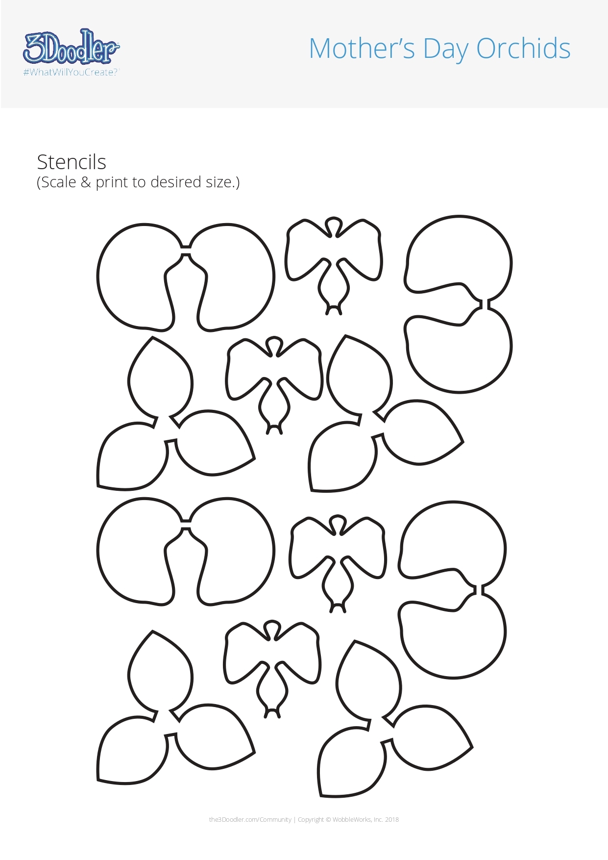 Beautiful Orchids 3D Pen Stencil 3Doodler