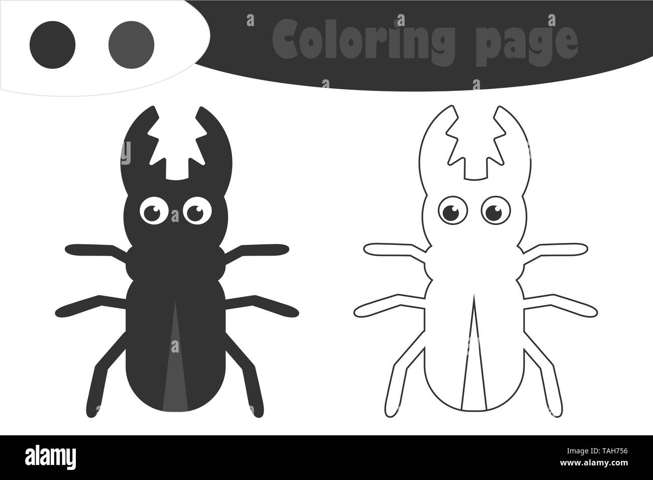 Beetle In Cartoon Style Coloring Page Spring Education Paper 