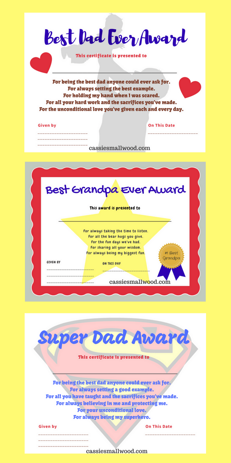 Best Dad Awards Personalized Gift For Dad Free Printable 