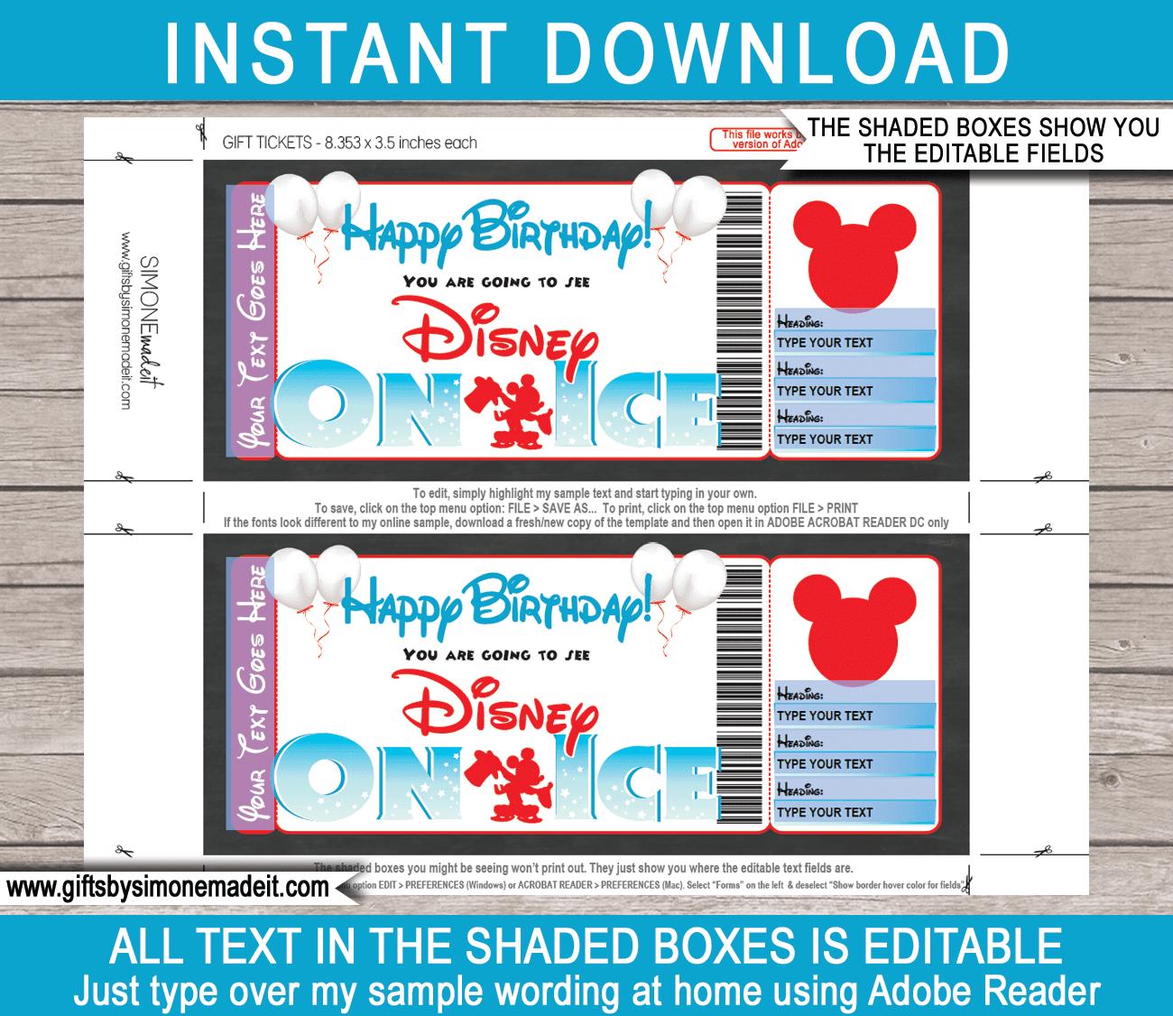 Birthday Disney On Ice Ticket Template Printable Gift Certificate