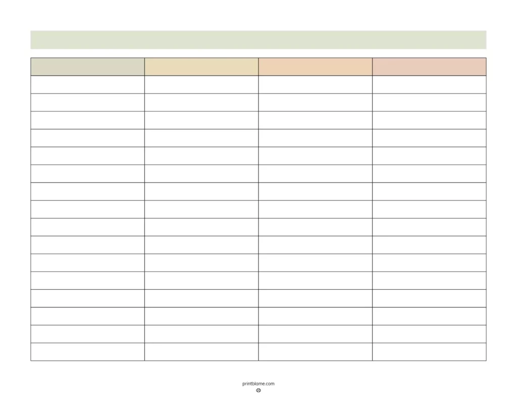Blank Printable Spreadsheet Templates