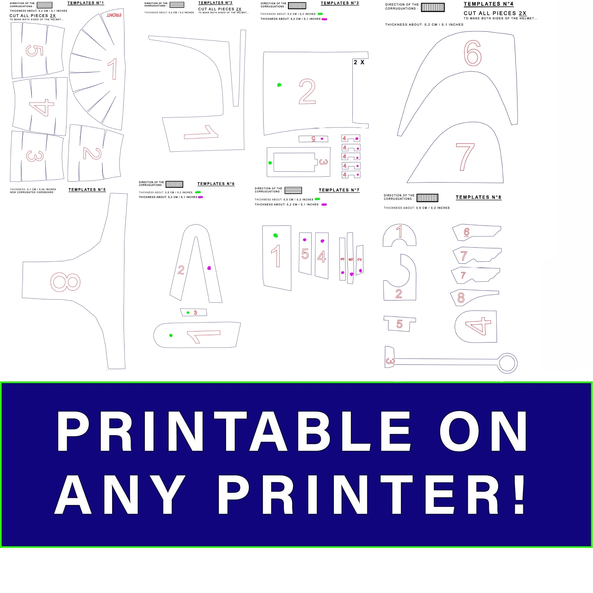 Boba Fett Helmet TEMPLATES For Cardboard DIY