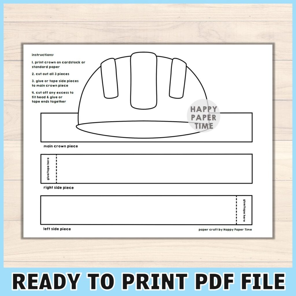 Printable Hard Hat Template Printable Hard Hat Template