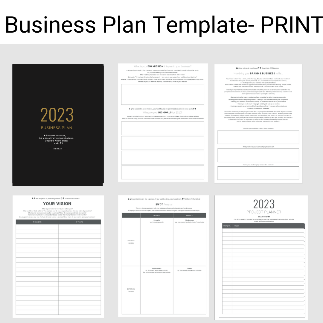 Downloadable Printable Business Plan Template