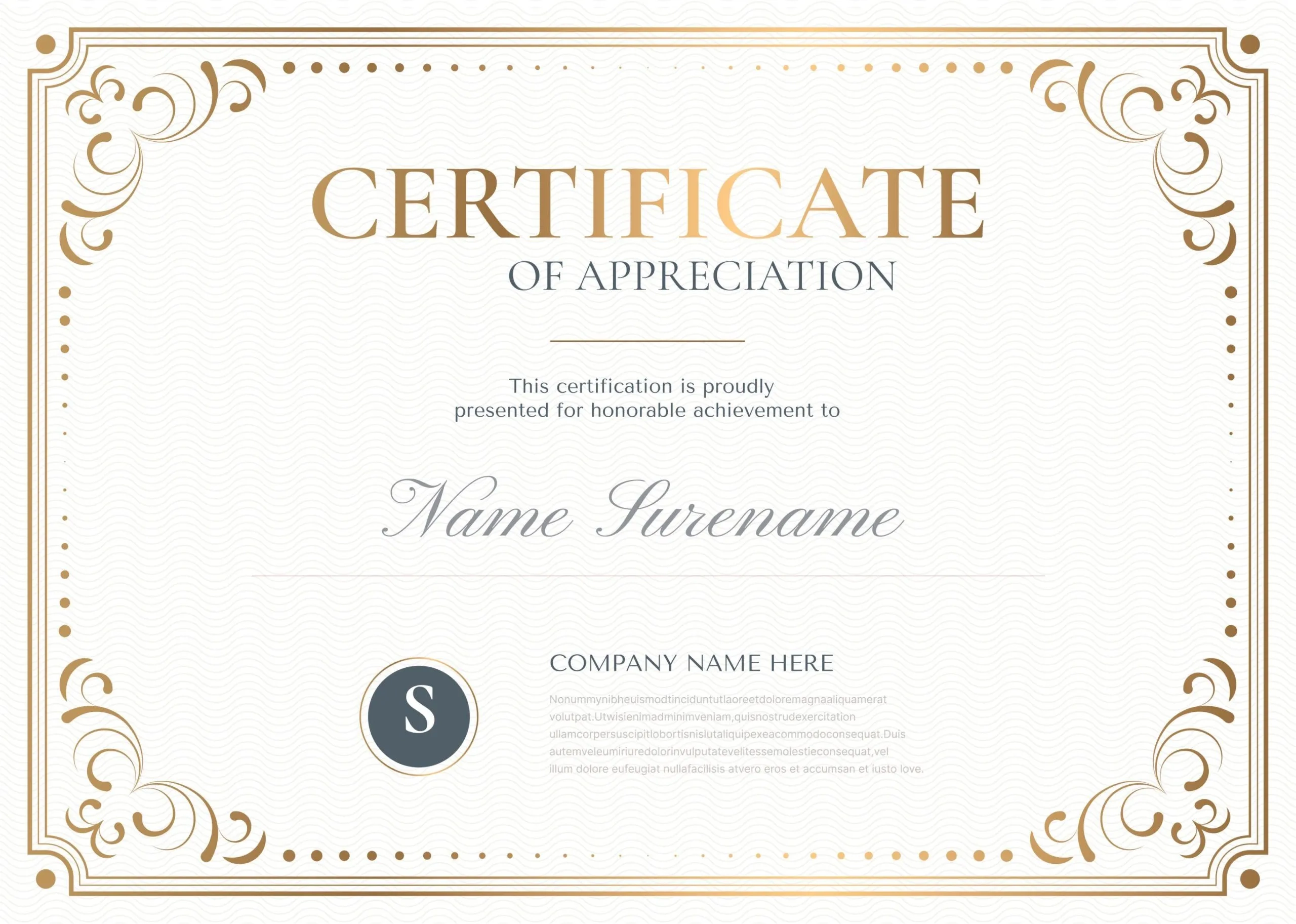 Certificate Of Appreciation Template Free Printable
