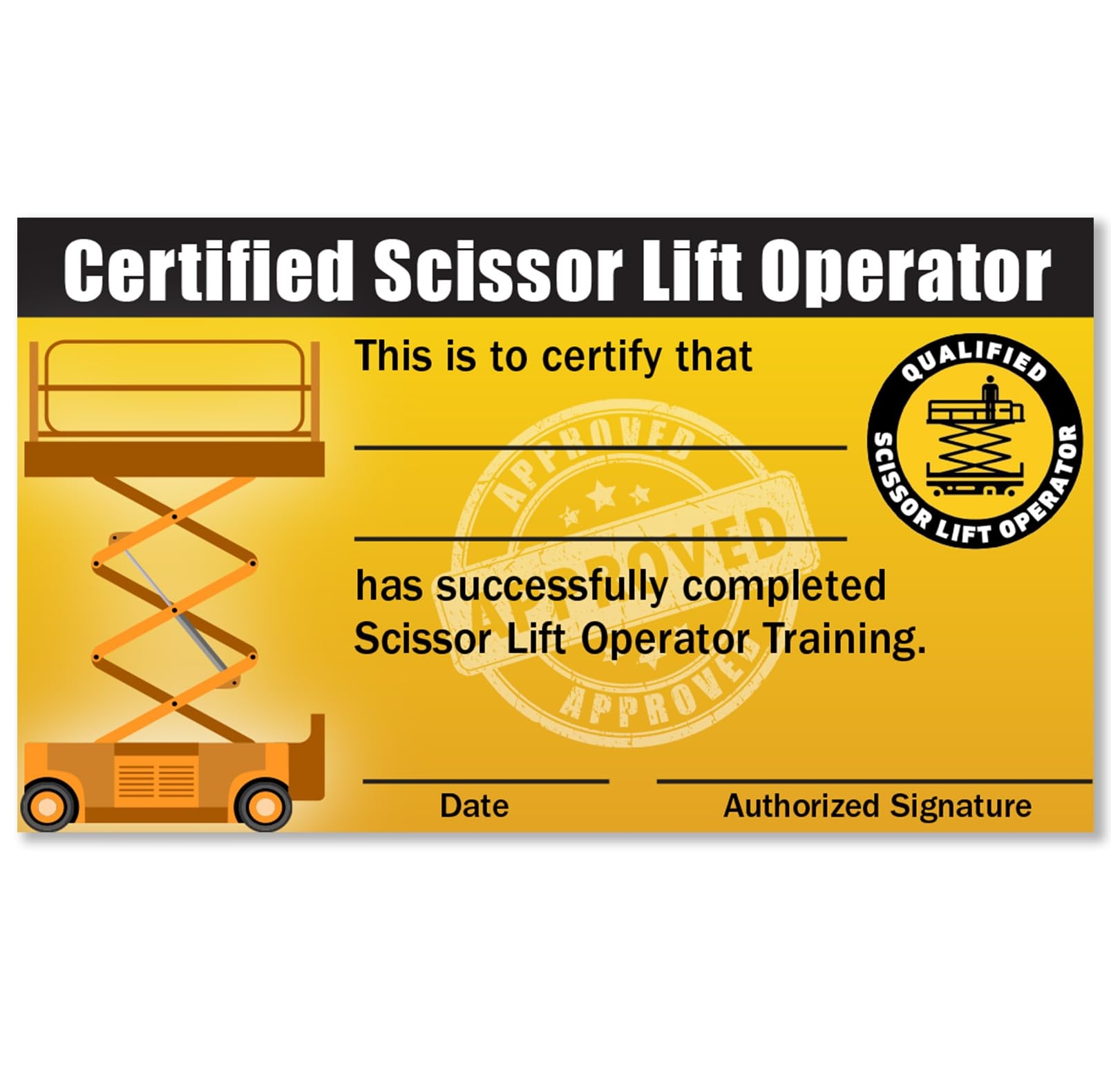 Certified Scissor Lift Operator Card Complete Training Checklist