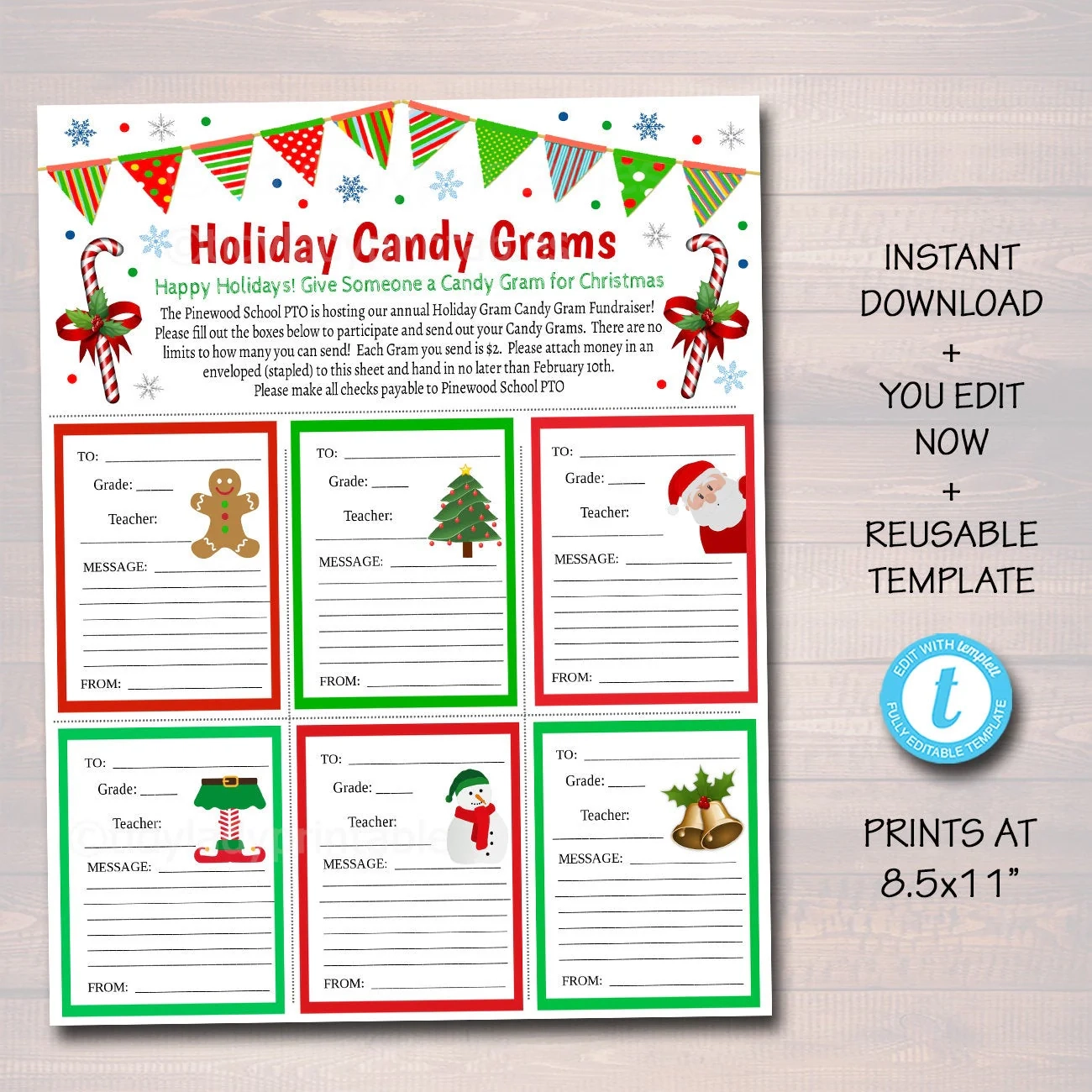Christmas Candy Gram Flyer TidyLady Printables