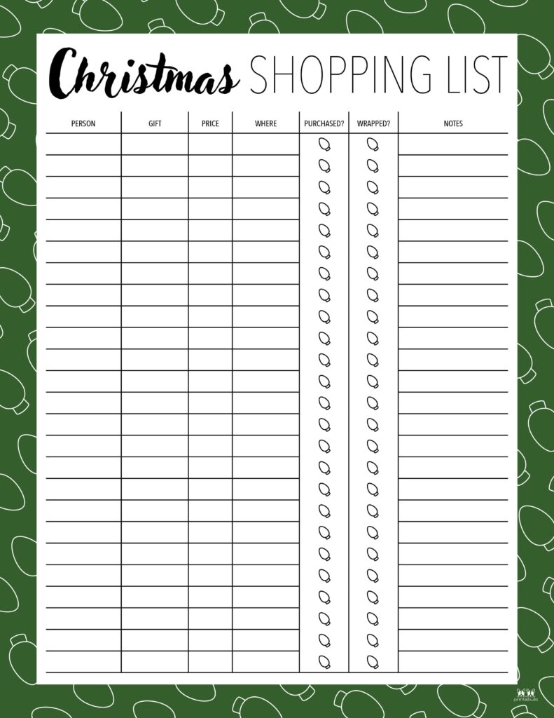 Christmas Gift List Templates 20 FREE Pages Printabulls