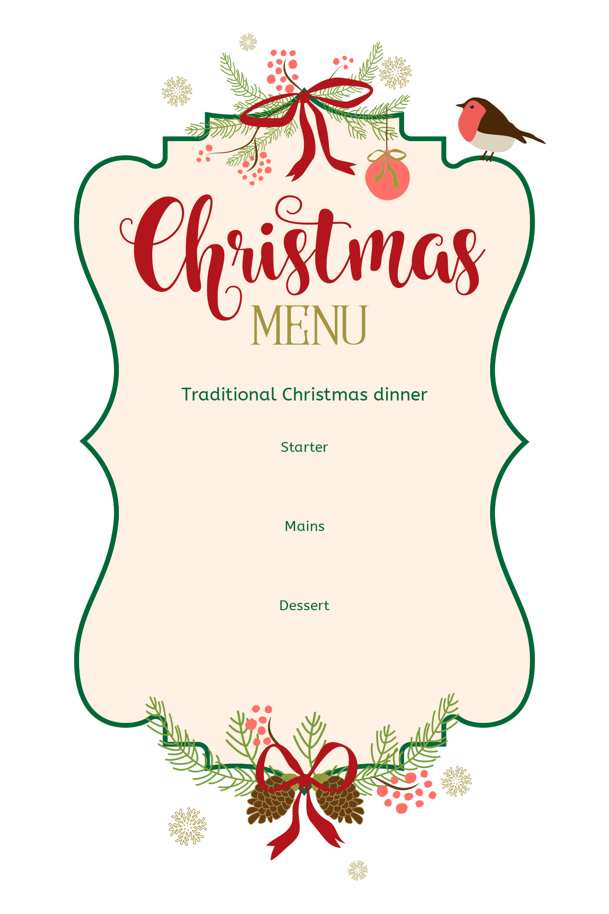 Free Printable Christmas Menu Templates