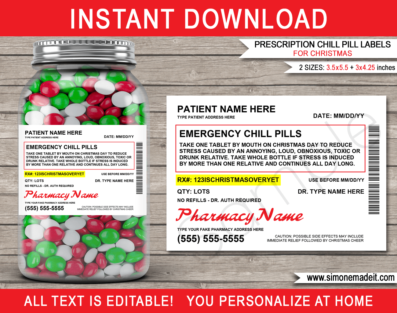 Christmas Prescription Chill Pills Walgreens For Jars