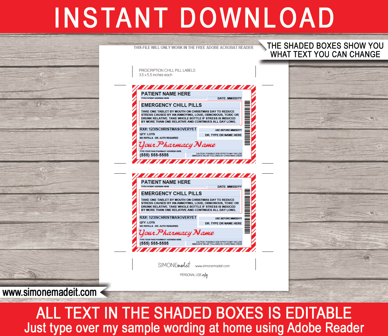 Christmas Prescription Chill Pills Walgreens For Jars