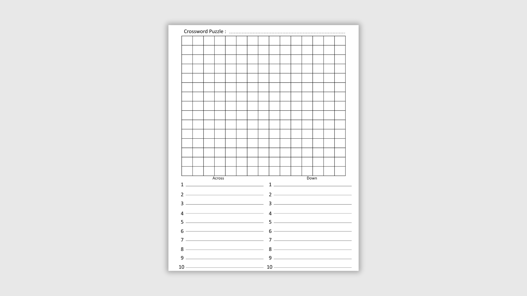 Free Blank Crossword Puzzle Template Printable