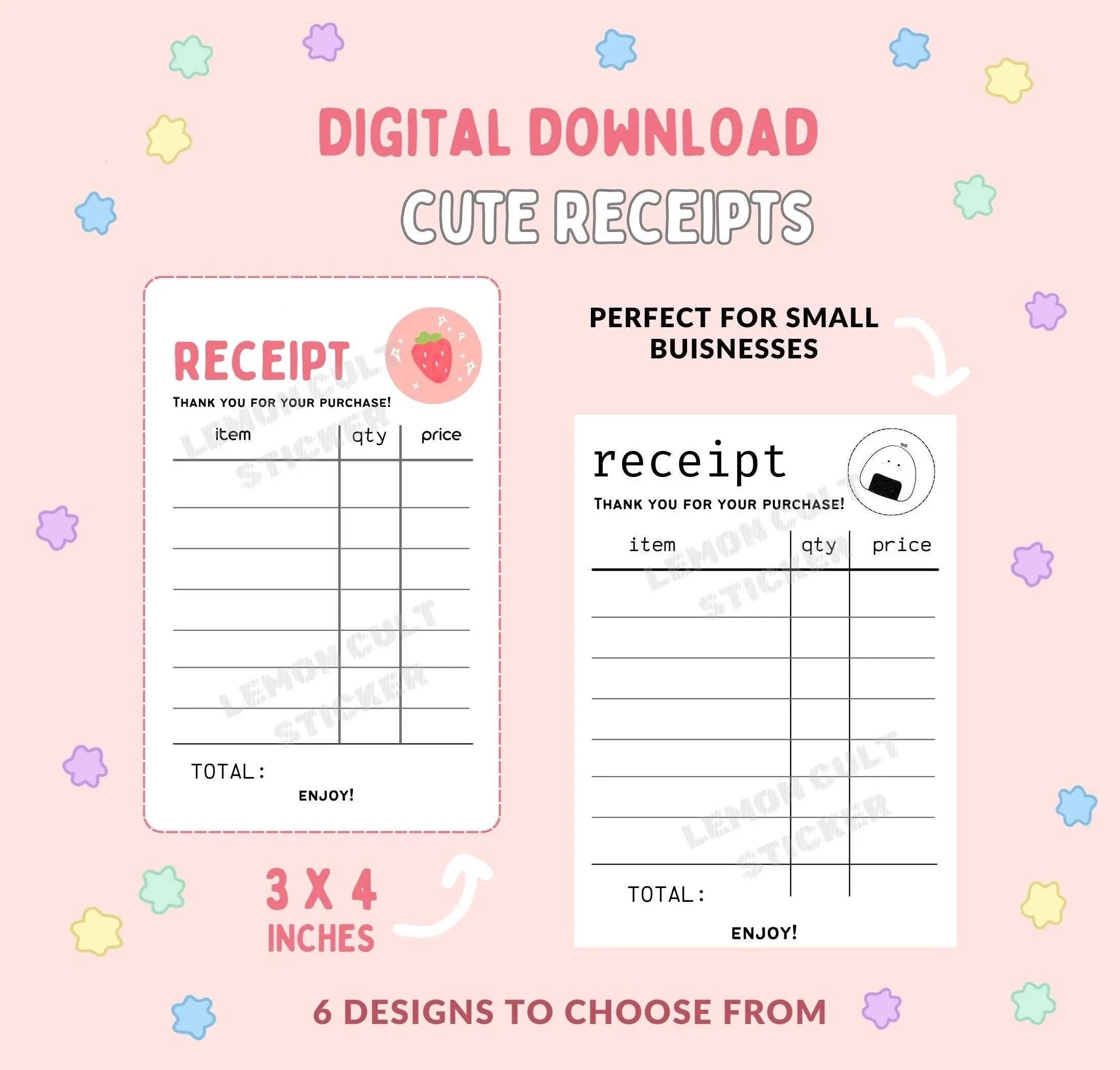 Cute Receipt Template Editable Order Receipt Form Cute Printable 