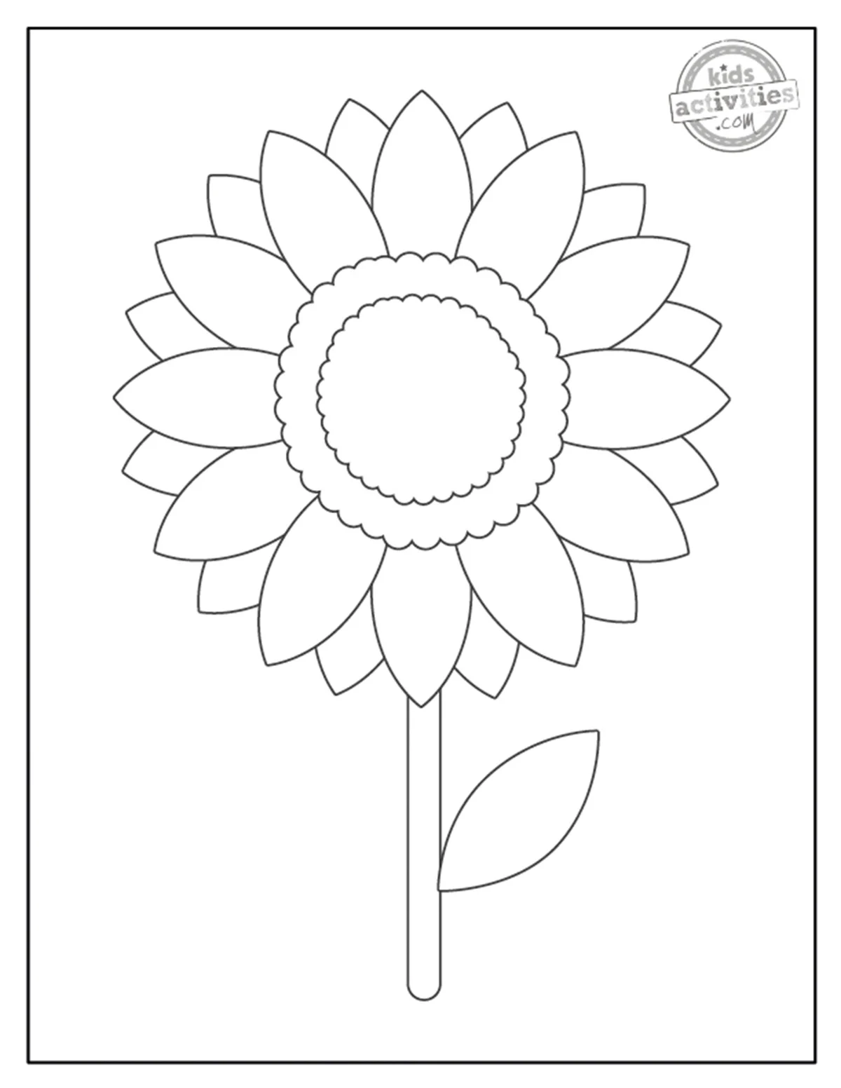 Cute Sunflower Outline Free Printable Kids Activities Blog