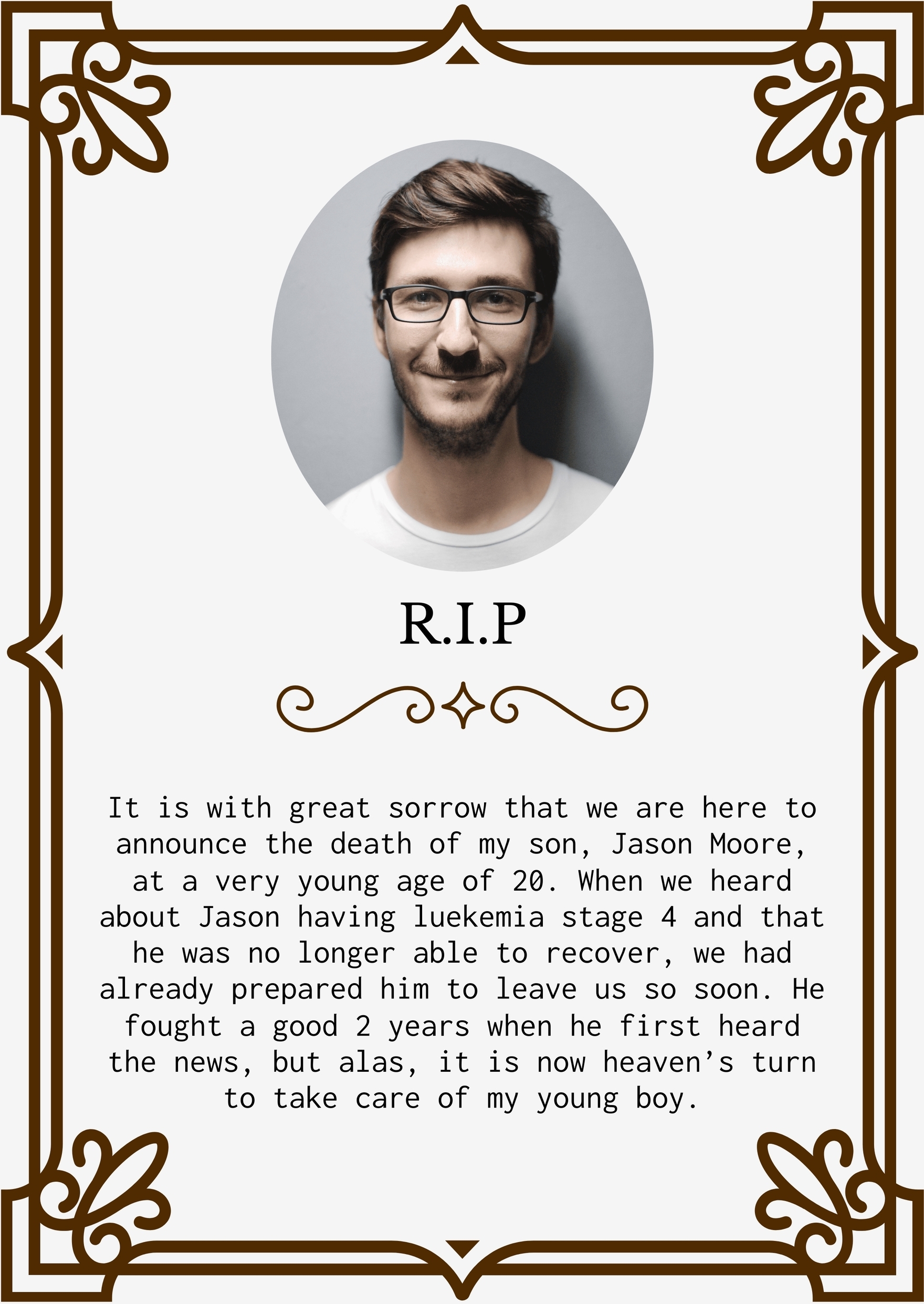 Free Printable Death Announcement Template Free Free Printable Death Announcement Template Free