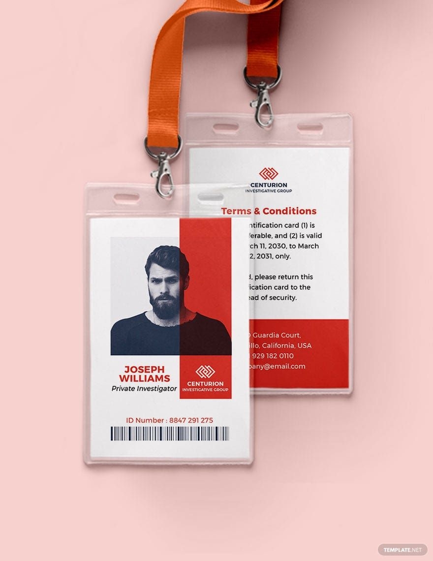 Detective ID Card Template In Illustrator Word Publisher Pages