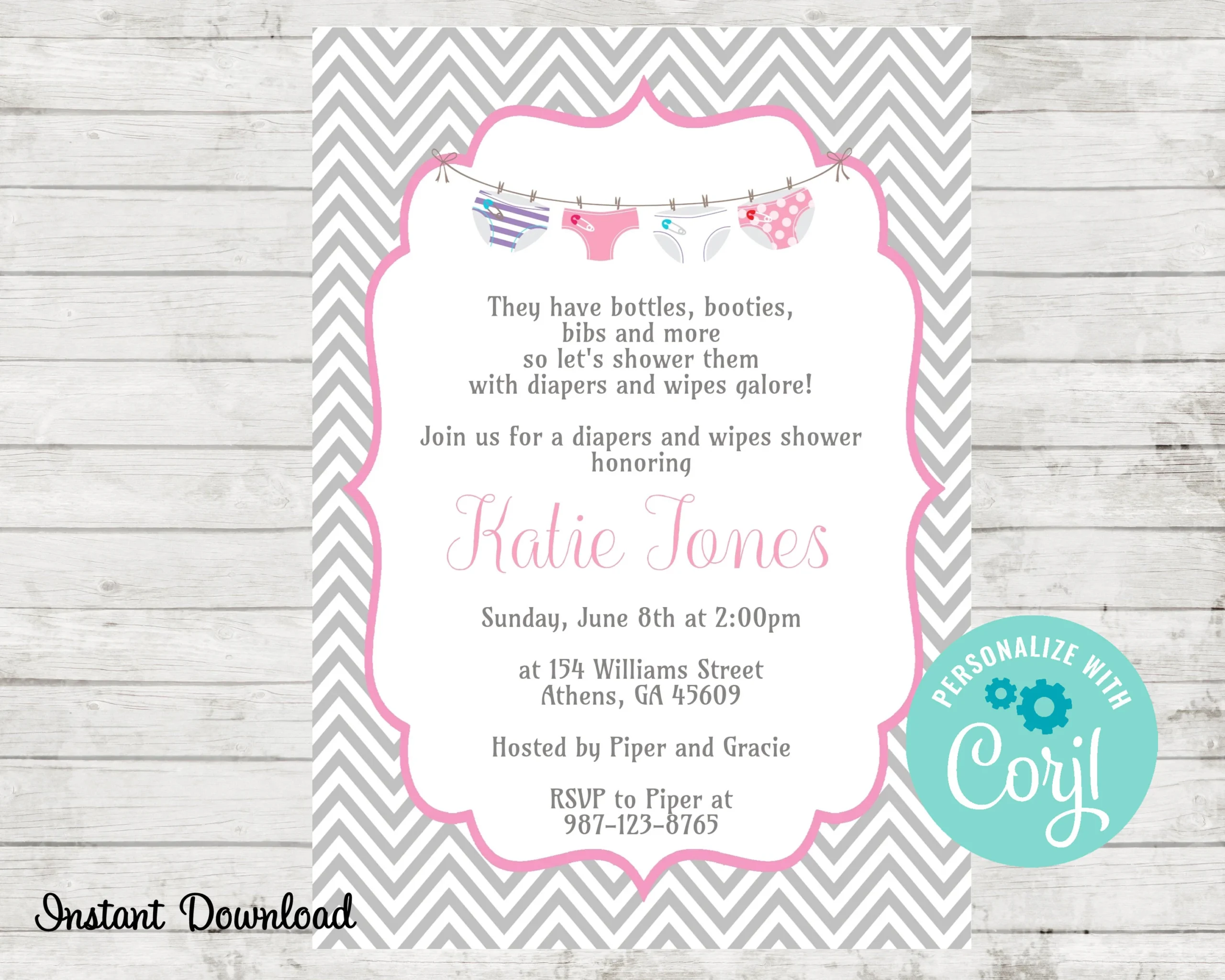 Diaper Invitation Template Free Printable