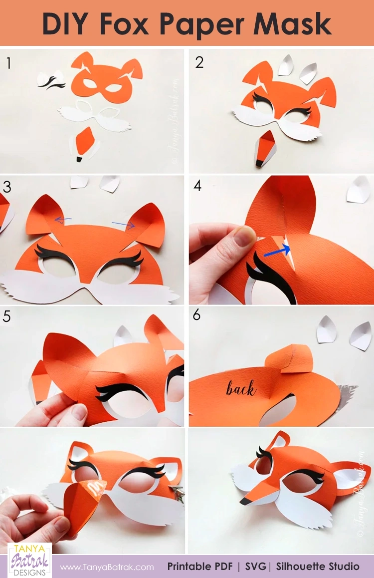 DIY 3D Paper Masks For Kids Fox Wolf And Squirrel