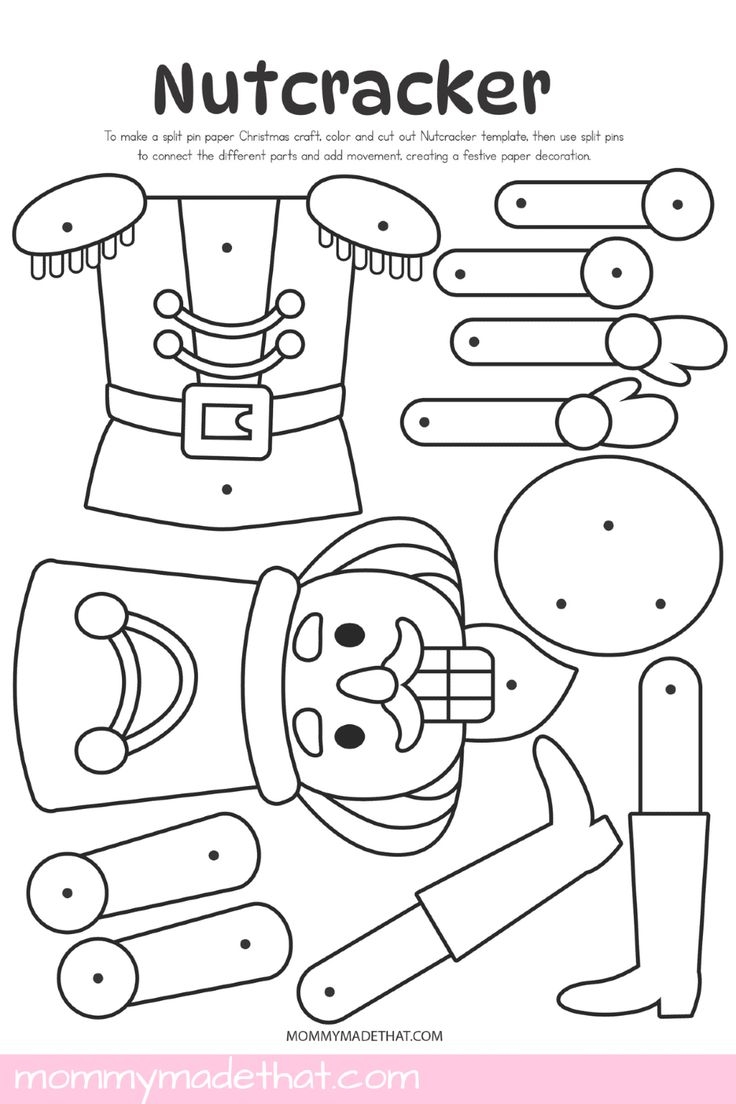 DIY Movable Nutcracker Puppet Free Printable For Kids Christmas