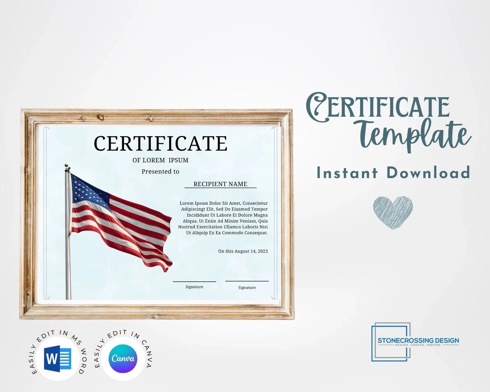 Free Printable American Flag Certificate Template