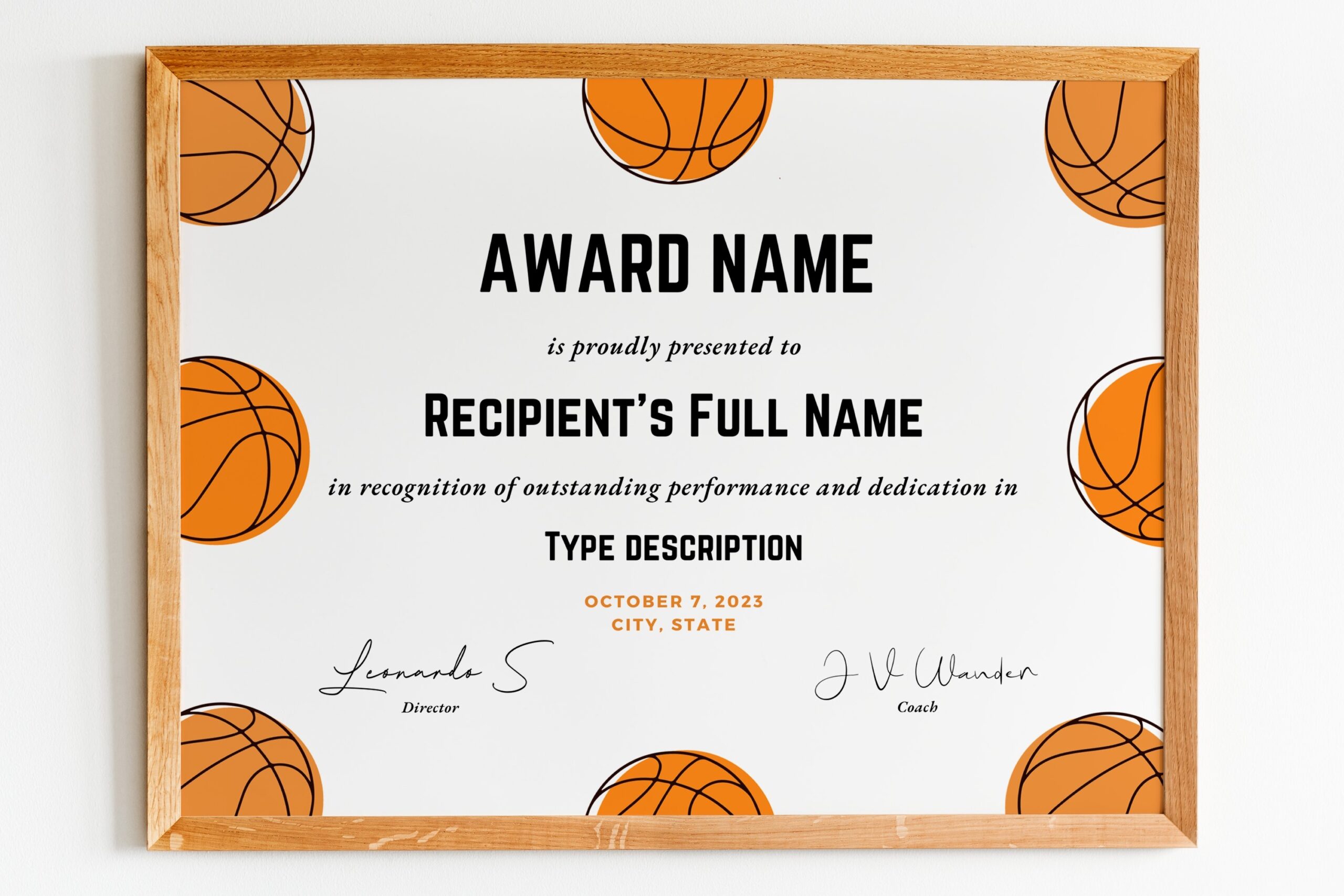 Free Printable Basketball Certificate Template