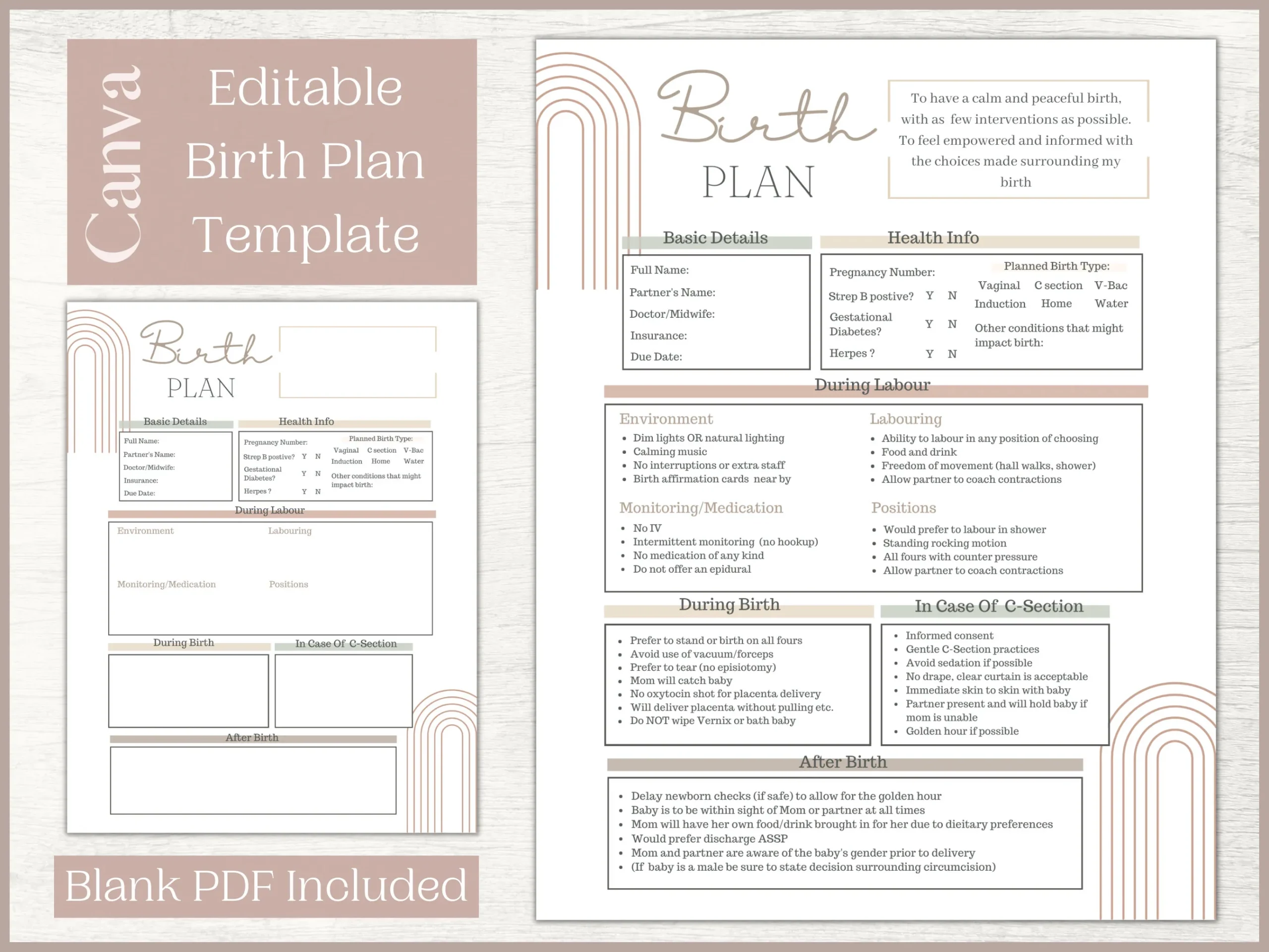 Editable Birth Plan Template Printable Birthing Plan Labour 