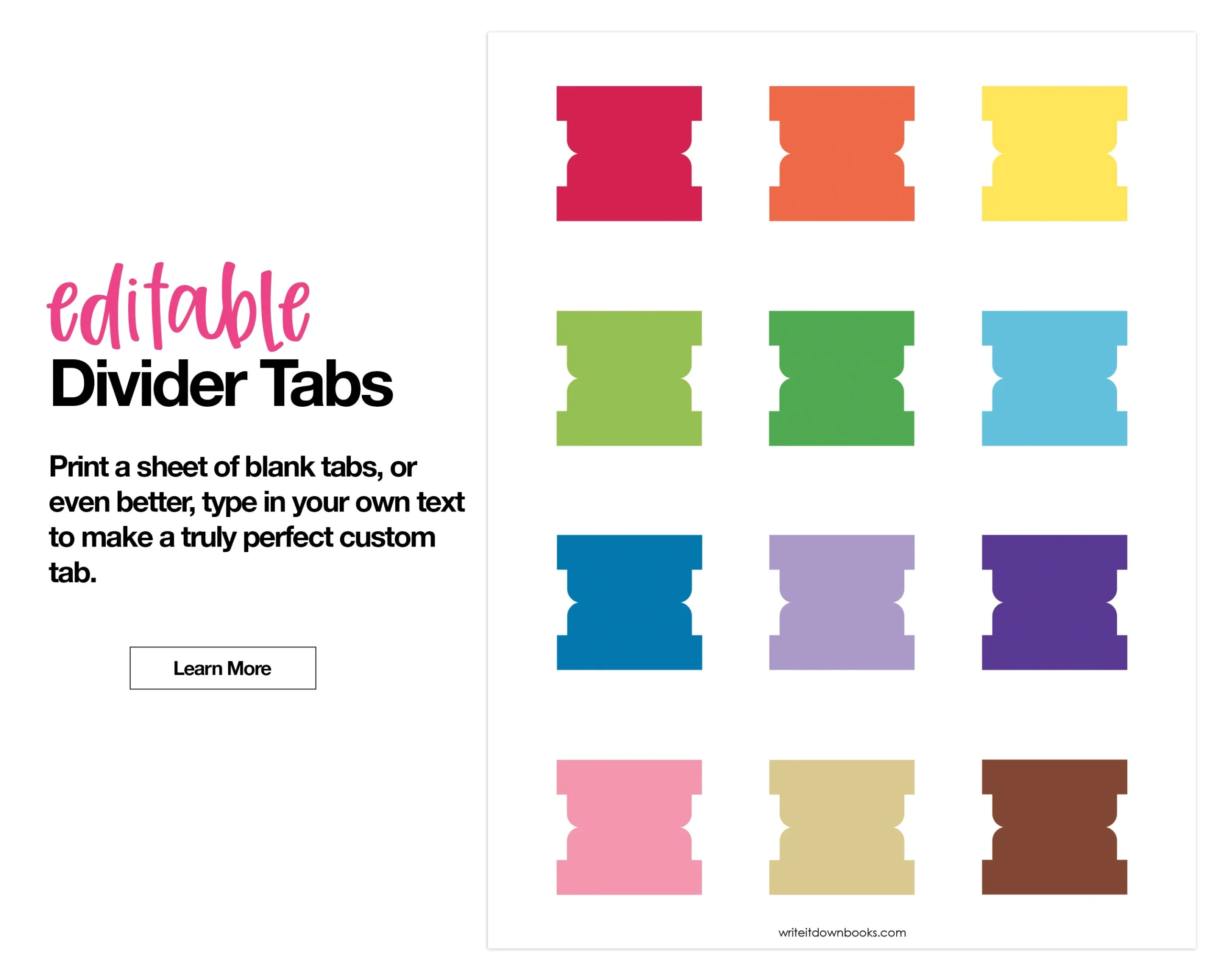 Editable Divider Tabs Blank Printable DIY Rainbow Etsy