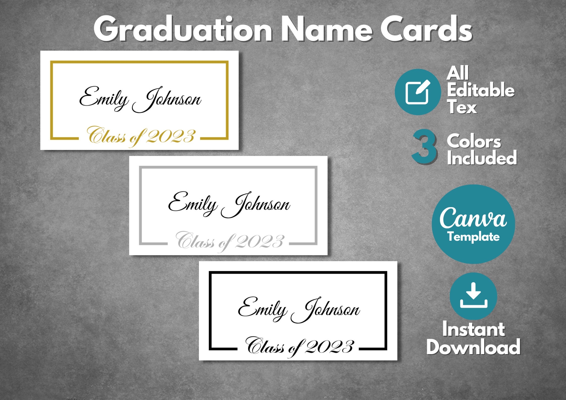 Editable Graduation Name Card Template Printable Class 2023 