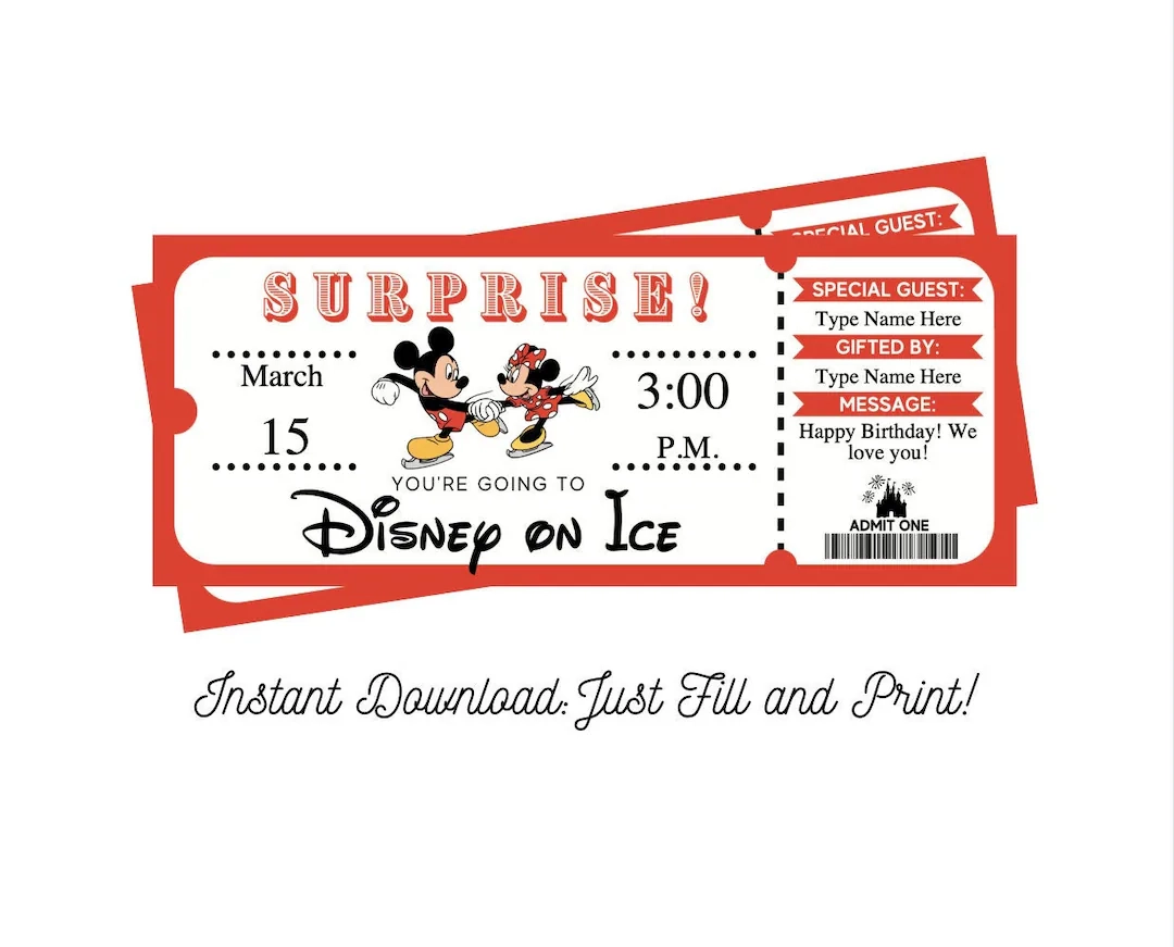 Printable Disney On Ice Ticket Template