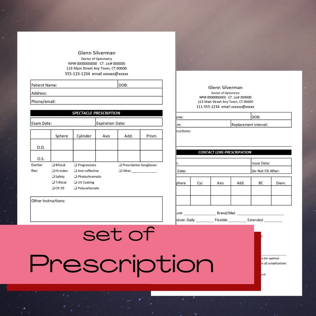 Editable Prescription Set For Optometry Contact Lens amp Spectacle 