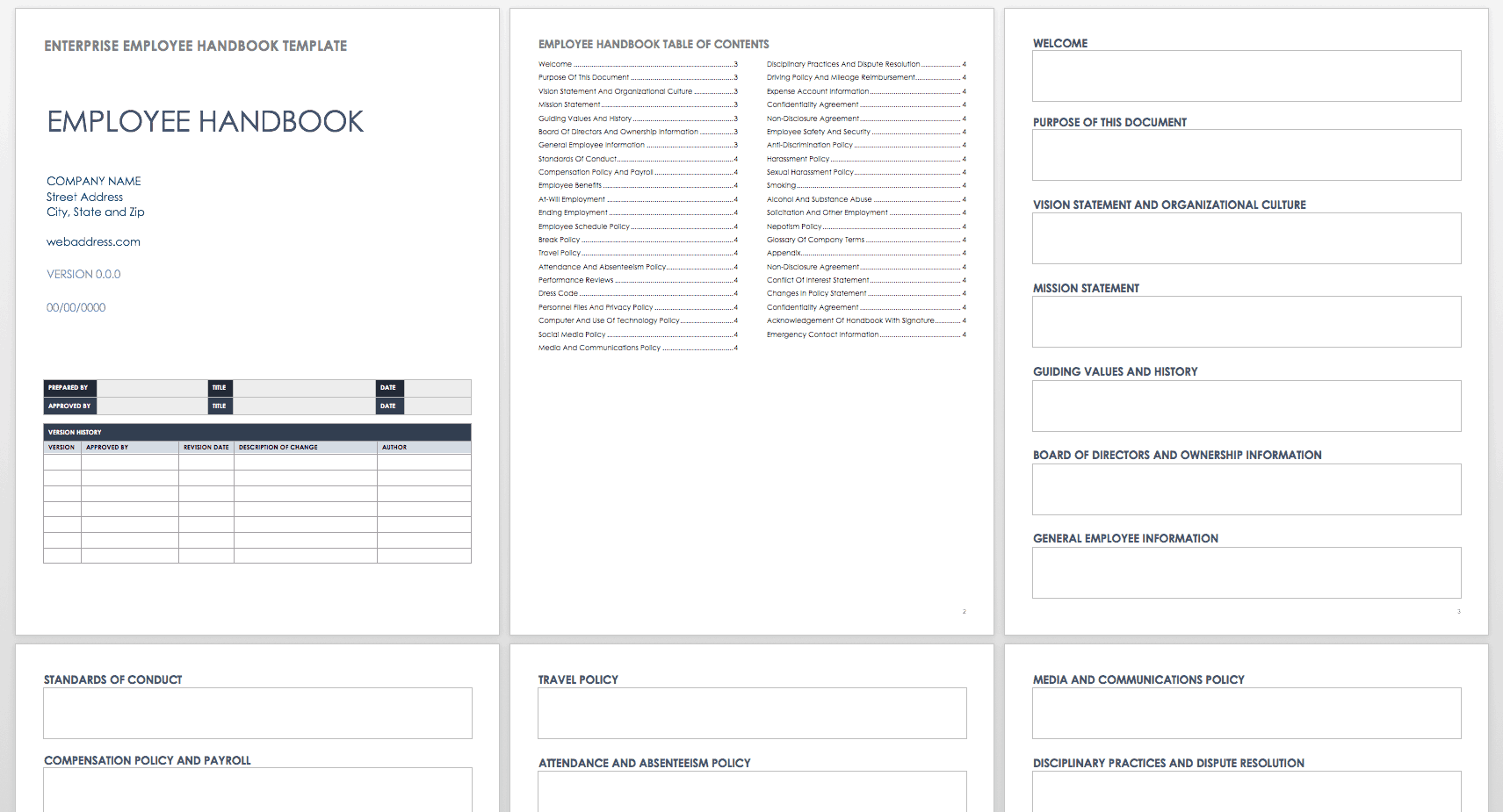 Employee And Company Handbook Templates Smartsheet