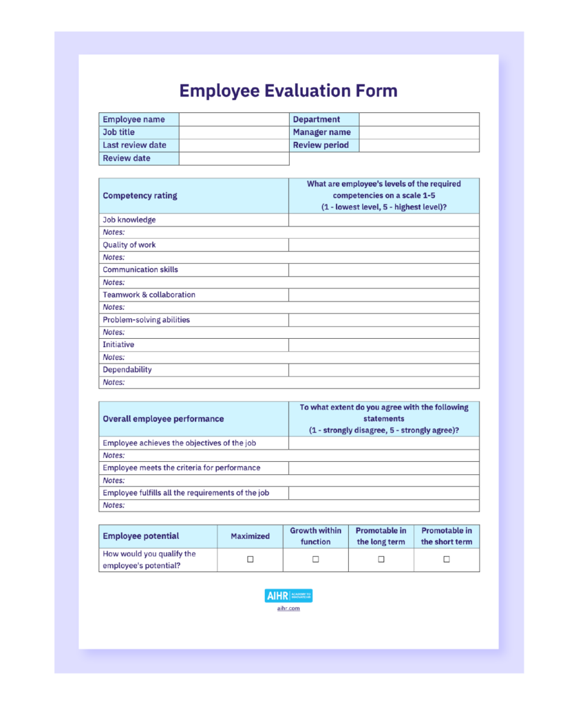 Employee Evaluation Template And Guide Free Download AIHR