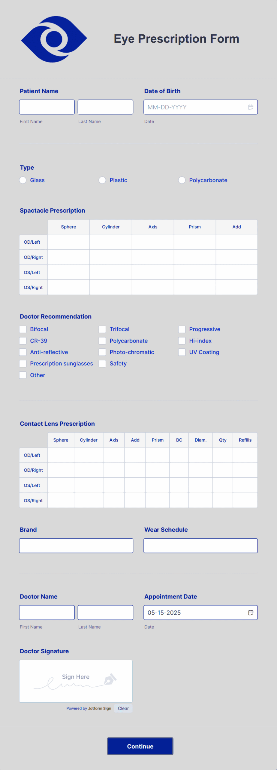 Printable Eye Prescription Template