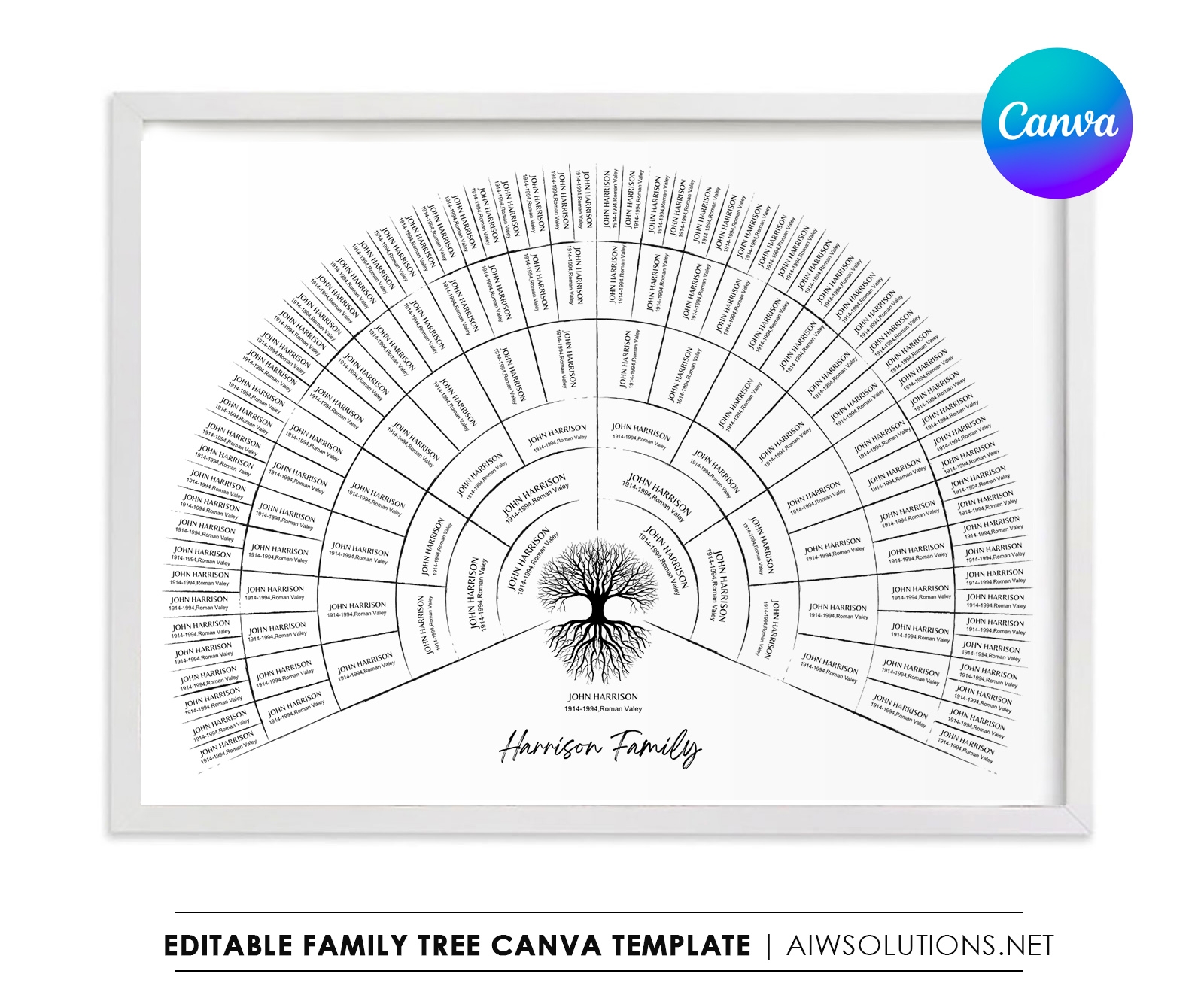 Free Printable Genealogy Fan Chart Template